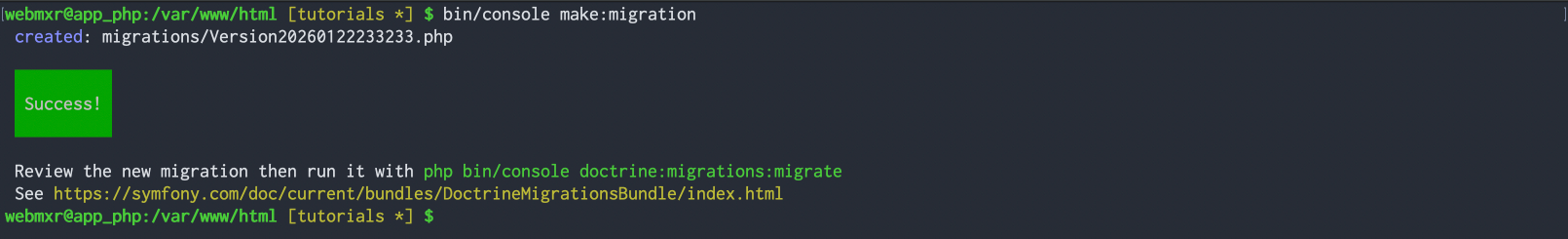Creating database migration